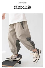 2024 New Boy Pants Korean High Street Fashion Trousers Color Block Thin Sports Pants Casual Children's Clothing Kids Sweatpants