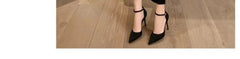 Spring and Autumn High Heel Women 2024 New Versatile Thin Heel Professional L Pointed Black Buckle Strap Single Shoe Women