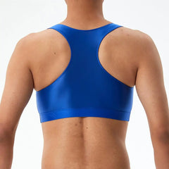 Men Vest Sexy Glossy Silky Sleeveless Racerback Tank Tops Solid Color Skinny Smooth Surface Tops Clubwear Muscle Vests T-Shirt