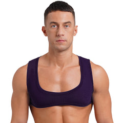 גברים סקסיים שרירים להשוויץ בגזרה קצרה טופ צווארון נמוך ללא שרוולים בצבע אחיד גופייה לגוף פיתוח גוף דיסקו מועדון לילה