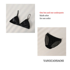 Women's Fashion and Sexy New Style Detachable Breathable Natural Mulberry Silk Underwear Set Sexy French Triangle Cup Underwear