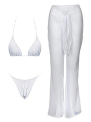 2025 Elegant Black Bikini Set with Transparent Bottoms Urban Style Beachwear White Wall Lightweight and Breathable Summer Beach