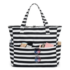 Beach Tote Bag Women Foldable Travel Bag with Anti-Sand Pocket Lightweight Storage Bag for Gym/Shopping Packable in Carry-On