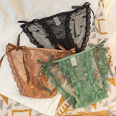 Sexy Damen-Spitzenunterwäsche, zarte, weiche und bequeme Slips, modische Damen-Slips mit Mesh-Einsatz und Schleife, niedrigem Bund