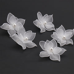 Weiße Haarspange mit Blumenmuster, Haarschmuck für Hochzeiten und Abschlussbälle, Haarnadeln aus Perlenstoff, Brautschmuck, Diademe, Haarschmuck für Damen, Geschenkideen