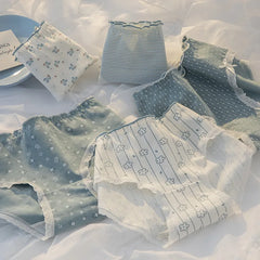 5Pcs/Set Cotton Underwear For Women Female Panties Cute Love Girl's Briefs Mid Waist Seamless Breathable Underpants Lingerie