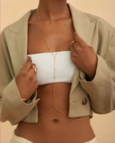 Stainless Steel Simple and fashionable bead wasit chain Bohemian women's body chain Sexy Beach Wedding Accessories Women Bra Cro