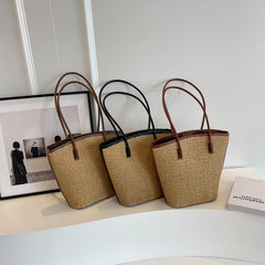 Summer Beach Bags For Women Handmade Rattan Woven Shoulder Bags Large Capacity Straw Bag Bohemian Casual Travel Handbag Totes