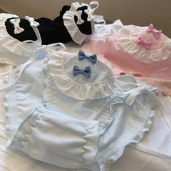 Women's Underwear Panty Sexy Lace Panties Japanese JK Girls Cute Bowknot Kawaii Comfort Briefs Cos Maid Lace Up Female Lingerie