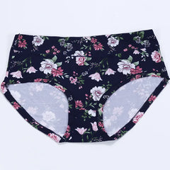 Women's Underwear Print Sexy High Waist Panties Female Plus Size High Elasticity Breathable Floral Breifs Seamless Lingeries