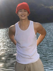 Casual Men's Tank Top Gym Clothing Man Sleeveless Shirt Summer Bodybuilding Vest Gym Fitness Muscle Singlet Clothes T-shirt Hot