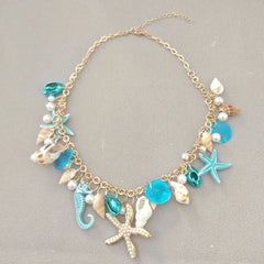 Vacation Beach Charm Bracelets and Necklaces for Women Trendy Starfish Shell Collar Jewelry Bangle Accessories Gifts