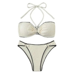 Sexy Bikini Set Shell Edge Hanging Neck Strap Trendy Cross Border Divide System Band Chinese Brand Women's Swimwear