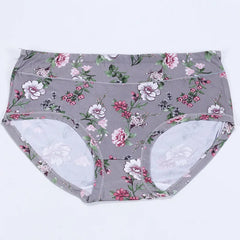 Women's Underwear Print Sexy High Waist Panties Female Plus Size High Elasticity Breathable Floral Breifs Seamless Lingeries