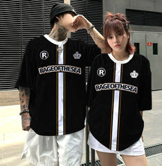 חולצות טי עם שרוולים קצרים ופסים אופנתיים לגברים ונשים, בסגנון ספורטיבי גדול במיוחד, לשני המינים, S-5XL, חולצות כדורסל