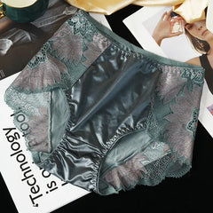 New Women Lace Flowers Panties Sexy Hollow Temptation Silk Breathable Underwear Tummy Mid Waist Butt Lift Briefs Intimate Panty