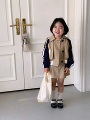Children Clothing Set Girls Korean Style 2024 New Fashionable Spring and Autumn Suits Girls Baby Coat Short Skirt Two Piece Set