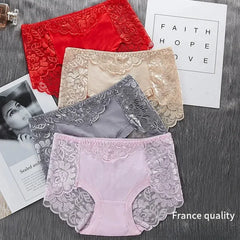 Women's Cotton Underwear Panties Sexy Lace Mid-Waist Hollow Female Briefs Hip Lift Underpants for Lady Lingerie Нижнее Белье