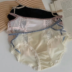 תחתוני נשים רכים וסקסיים תחרה תחתונים שקופים למחצה נושם מותן בינוני צבע איות נוח תחתונים דקים אינטימיים