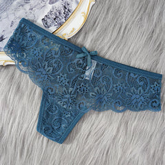 Sexy Lace Thong Women Low Waist Panties Transparent Underwear Hollow Out Female Lingerie Elasticity Comfortable Underpants