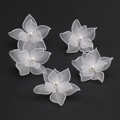 Weiße Haarspange mit Blumenmuster, Haarschmuck für Hochzeiten und Abschlussbälle, Haarnadeln aus Perlenstoff, Brautschmuck, Diademe, Haarschmuck für Damen, Geschenkideen