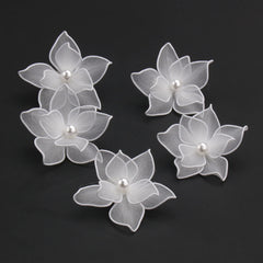 Weiße Haarspange mit Blumenmuster, Haarschmuck für Hochzeiten und Abschlussbälle, Haarnadeln aus Perlenstoff, Brautschmuck, Diademe, Haarschmuck für Damen, Geschenkideen
