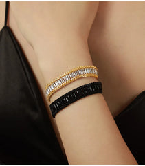 Fashion Wrist Jewelry Accessories Girls Gifts 316L Stainless Steel Sparkling Zircon Chain Bracelet for Women