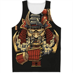 Fashion Japanese Samurai Graphic Mens Tank Tops Summer Trend Streetwear 3D Printed Sleeveless T Shirts Loose Harajuku Kids Vest