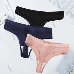 3Pcs/Lot Women's Panties Cotton Underwear Low Waist Briefs Girls Seamless Solid Color Underpant Female Sexy Tanga Thong T Back