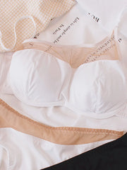 Lingerie women's thin section of mesh gauze bustier bra sexy underwear set new black white ladies bralette and panty suit