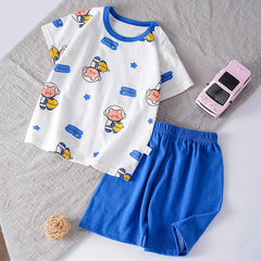 Baby Boys Sets Cool Casual Costume Tops Summer Clothing Pink Loose Tees+shorts Kids Short Sleeve Shorts Outfits Cartoon Tshirt