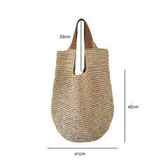 Handmade Woven Beach Bags for Women Handbag Large Capacity Travel Shoulder Bag Bohemian Straw Bag Vacation Shopper Tote Clutch