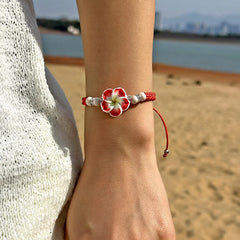 צמידי הוואי לנשים בוהמי ארוג פרח טרופי צמידי פרחים בעבודת יד צמה קיץ חוף בנות תכשיטי אביזרים