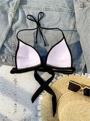 XS - XL Sexy 4 Colors Bra Cup Halter Bikini Top Female Swimsuit Women Swimwear Bather Bathing Suit Swim Solid Beach Top K7019