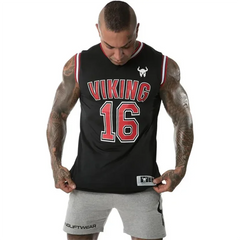 Sports Vest Men's Summer New Fitness Mesh Vest Basketball Training Clothes Digital Print Running Loose Sports O-Neck Vest Tops