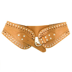 Damen-Accessoires, neues Design, modische Gürtel aus schwarzem und braunem PU-Leder mit silberplattierter Schnalle und elastischem Bund