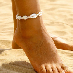 Muschel-Fußkettchen für Damen, geflochten, Strand, Strandresort, Boho-Stil, Accessoires, Schmuck