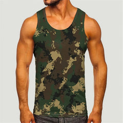 Men's Camoufiage Casual Sportwear Tees Summer Sleeveless 3D Camo Print Solider Vest Fitness Daily Oversized Male Tactic Tops