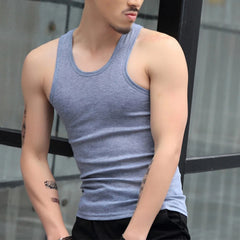 Fashion Men's T-Shirts Tank Tops Undershirt Gym Workout Stringer Fitness T-Shirt Beater Underwear Vest Clothing