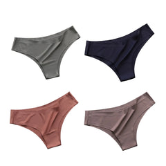 4PCS/Set Seamless Panties Women Sexy Underwear Ice Silk Underpants Low Waist G-string Female Soft Solid Ultra-thin Briefs