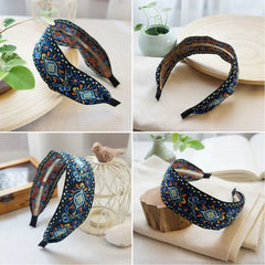 Breiter Turban für Damen, Haaraccessoires, Kopfbedeckungen, bestickte Haarreifen, Haarbänder, Stirnbänder, Kopftücher