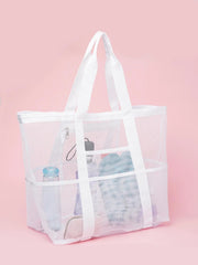 Wasserdichte und sandabweisende Strandtasche aus Netzgewebe – Große Badetasche für Damen, ideal für den Urlaub und als Strandaccessoires