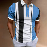 Fashion Striped Pattern Men's Zippers Polos T-Shirts Short Sleeve Street 3D Printed Trend Male POLO Tee 6XL Big Size Casual Tops