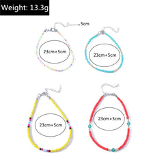 בוהמי צבעוני בעבודת יד חרוזים צמידי קרסול לנשים קיץ חוף קרסול צמיד רגל רגל שרשרת נשי בנות תכשיטי אבזרים