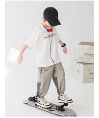 2024 New Boy Pants Korean High Street Fashion Trousers Color Block Thin Sports Pants Casual Children's Clothing Kids Sweatpants