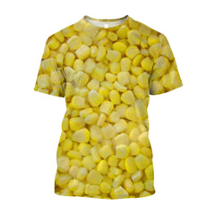 Fashion Casual Oversized Fun Corn graphic t shirts For Men Summer Trend Leisure Personality harajuku Printed Round Neck Tees Top