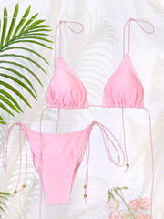 Sexy Bikinis Women Swimsuit 2024 Pink Swimwear Summer Bathing Suits Triangle Swimsuits Woman Micro Thong Biquini Bandage Bikini