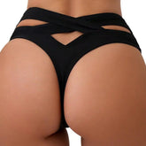 Women Sexy High Waist Swimming Briefs Solid Color Back Cutout Swim Trunks Bikini Bottom Swimwear Beachwear Brazilian Bikini