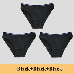 תחתוני נשים תחתוני כותנה מותן נמוכים מוצקים חמודים קשת רכים לנשימה 3 יח'\חבילה