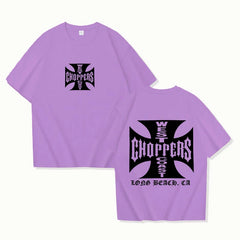 Sommerliches T-Shirt für Damen und Herren mit West Coast Choppers-Print, lässiges Kurzarm-T-Shirt mit Rundhalsausschnitt, Vintage-Stil